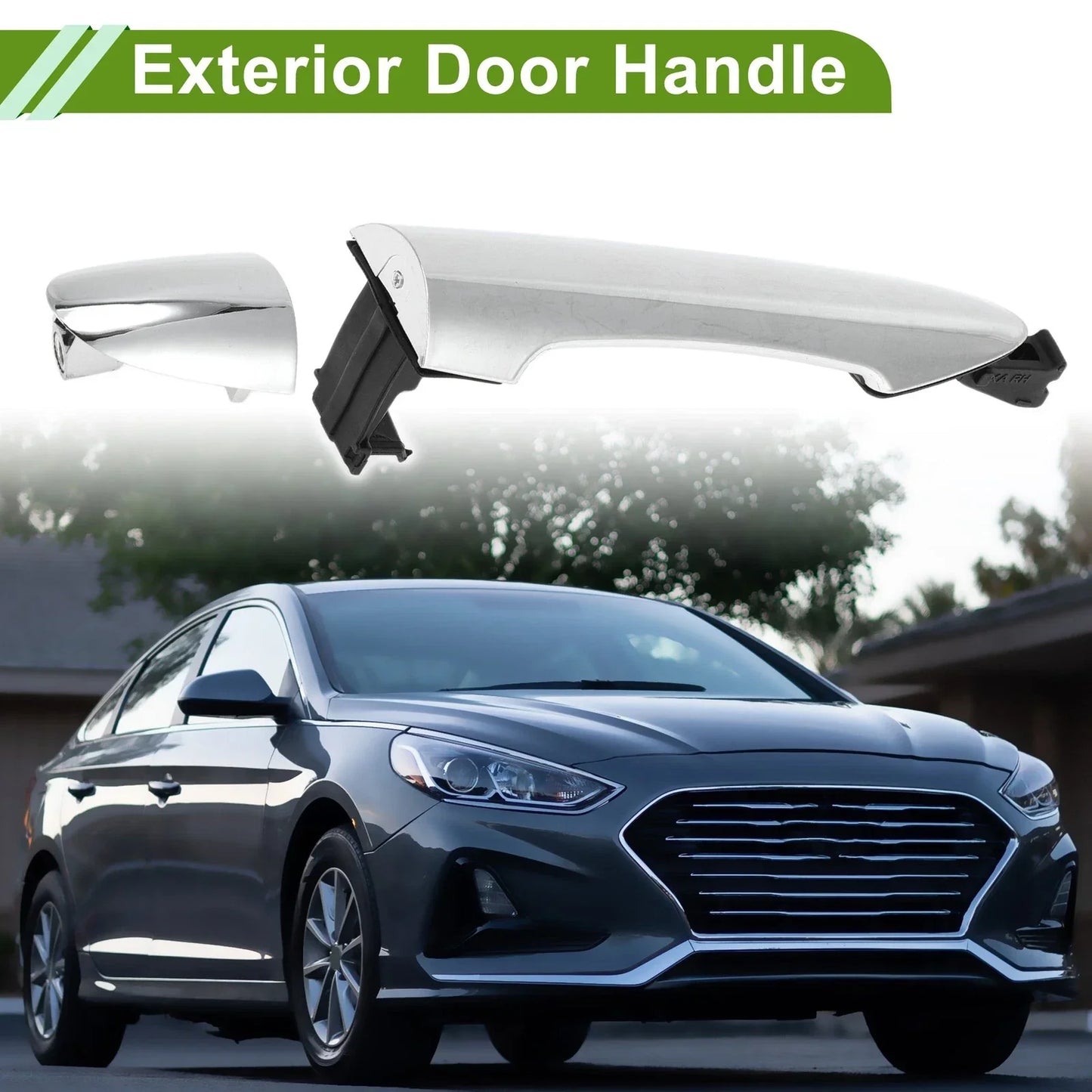 Exterior Door Handle for Hyundai Kia Picanto 2011-2016 Silver Tone Rear Right