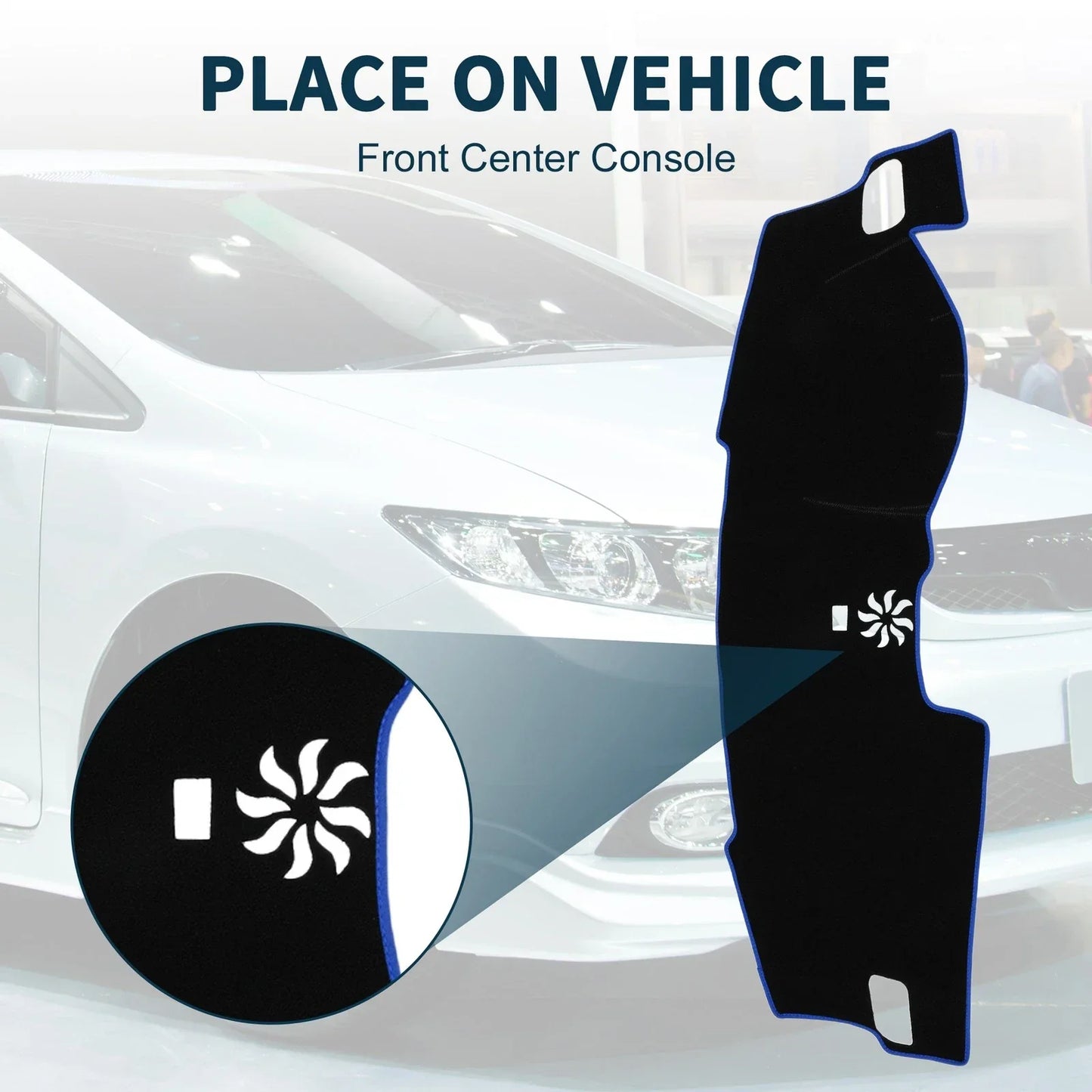 Dashboard Dash Cover Mat for Honda Civic FL5 2022-2024 Sun Protector Black Blue