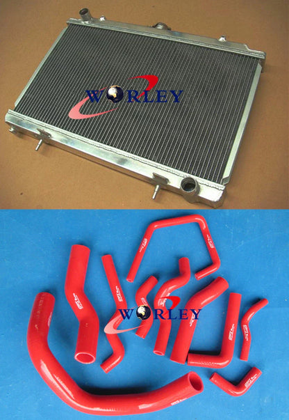Aluminum Radiator + Red Silicone Hose for Nissan Silvia S14 S15 200SX