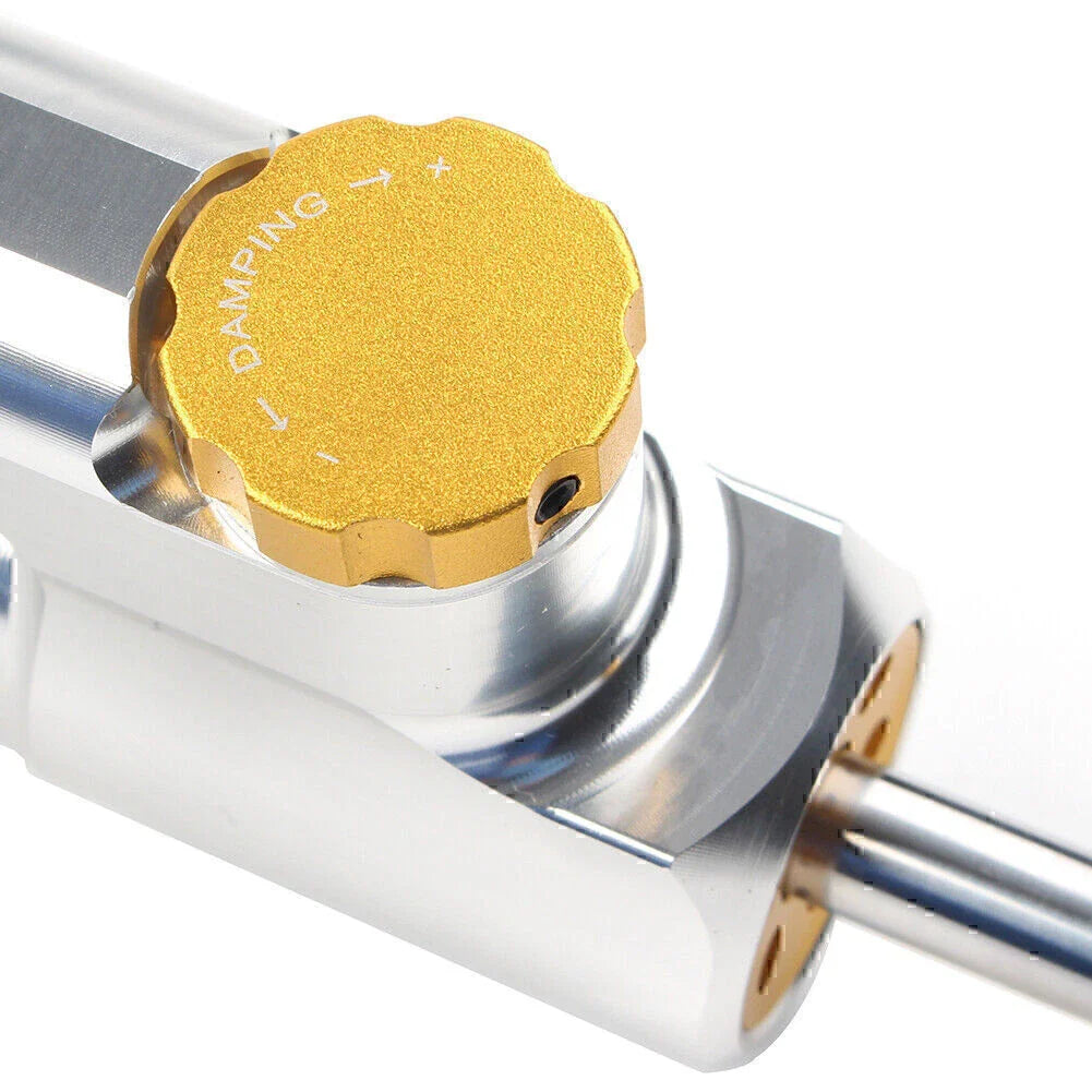 24cm Universal Adjustable Steering Damper Stabilizer for Moto - Silver/Orange