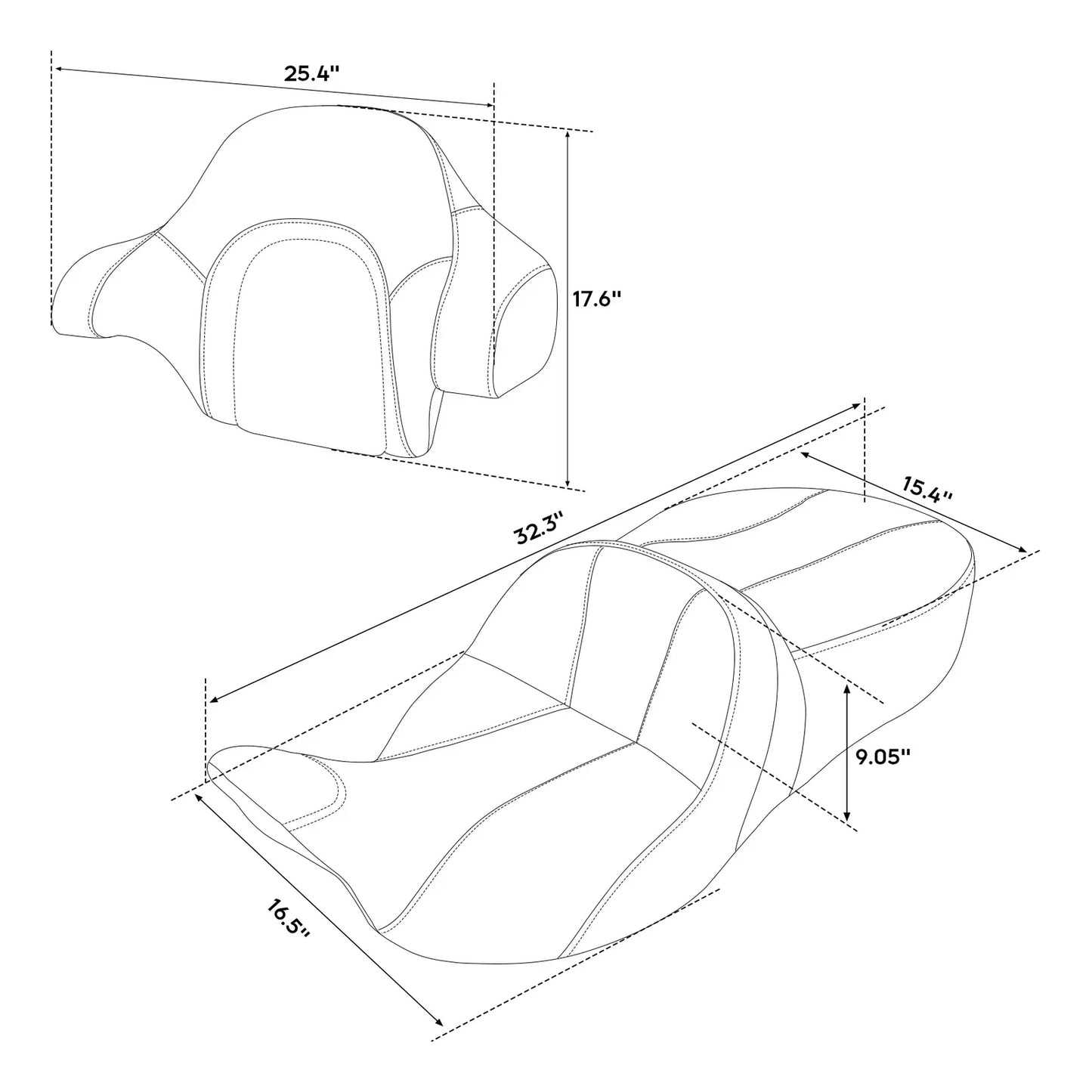 Black+Red Driver/Passenger Seat Backrest for Harley Touring (2014-2023)