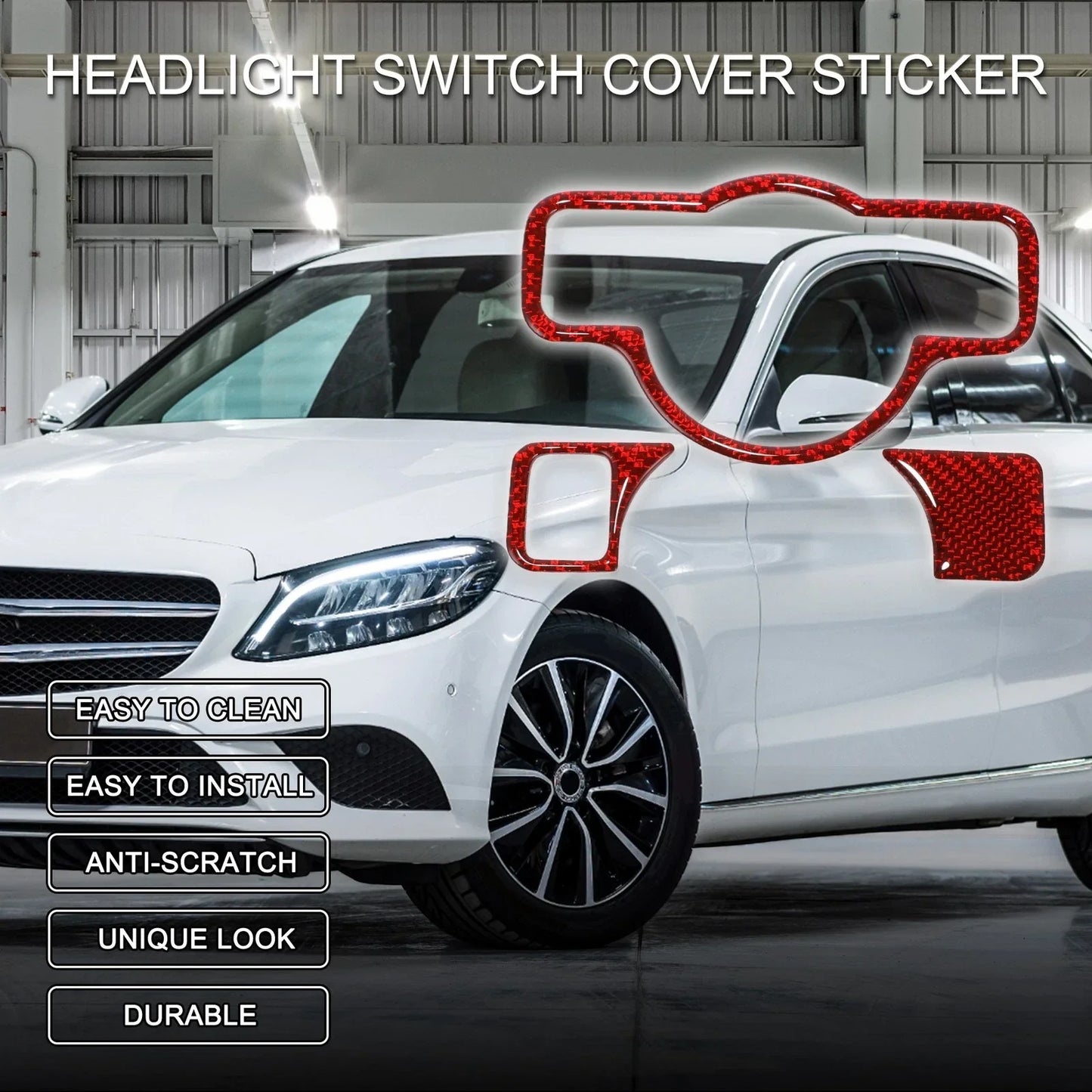 Headlight Switch Cover Sticker for Mercedes-Benz A B C E G Class CLA GLA (2013-2023)