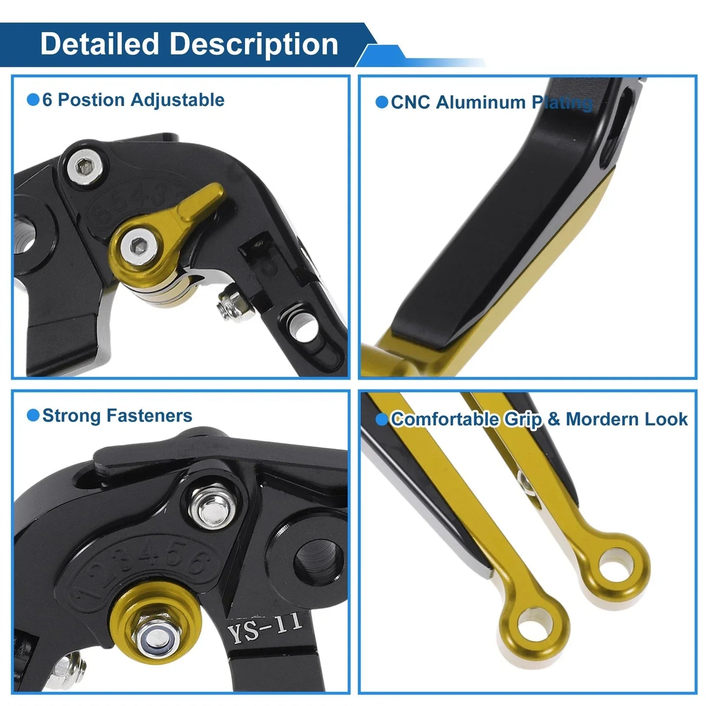 Adjustable Brake Clutch Levers for Honda X11 (2000-2001) - Black Gold Tone