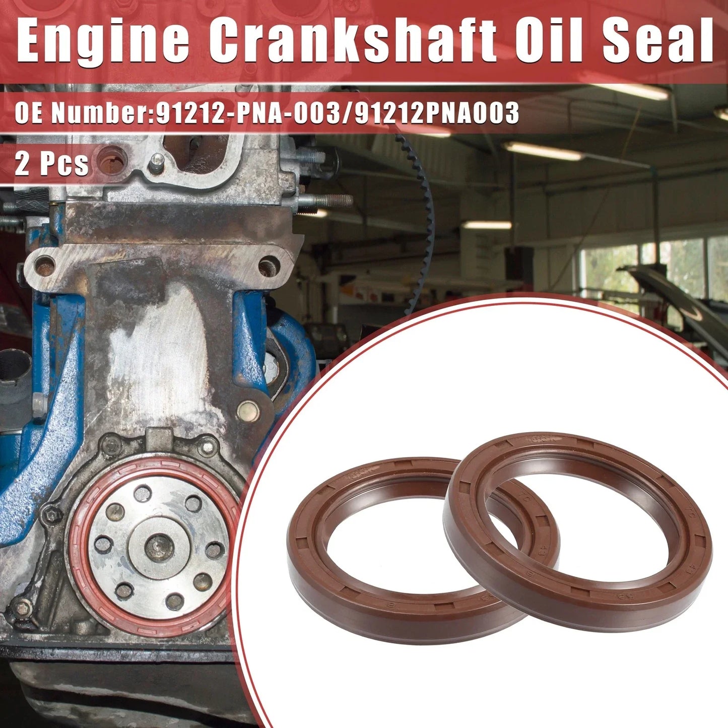 2 x Engine Crankshaft Oil Seals for Honda CR-V, Acura (2003-2005)