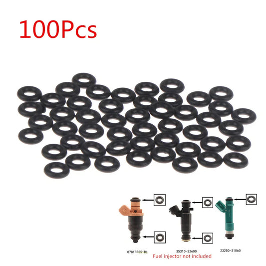 100Pcs Rubber O-Ring Seal Kit 7.52x3.53x14.58mm for BMW Ford Fuel Injector
