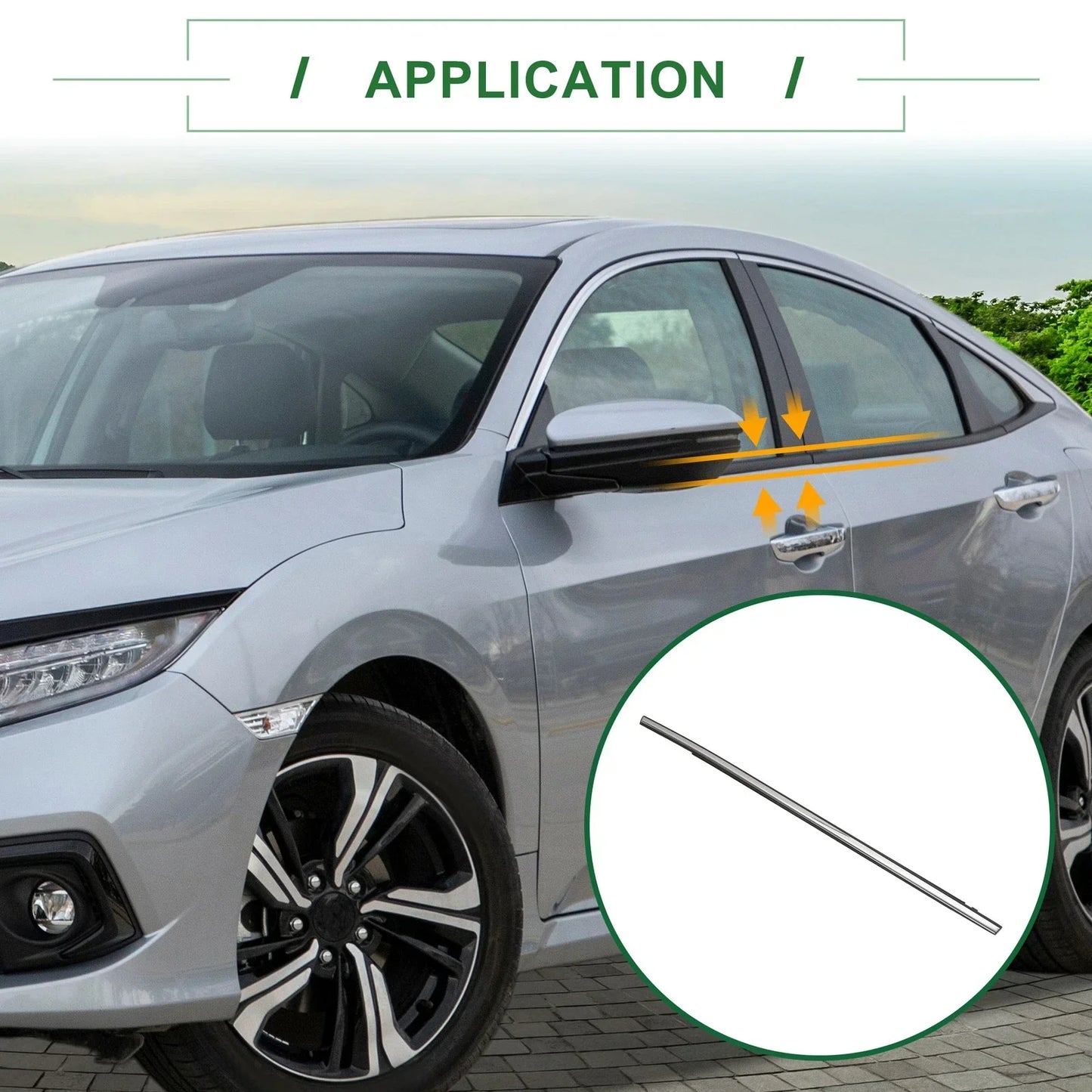 2 x Rear Weatherstrip Window Seals for Honda Civic (2017-2020)