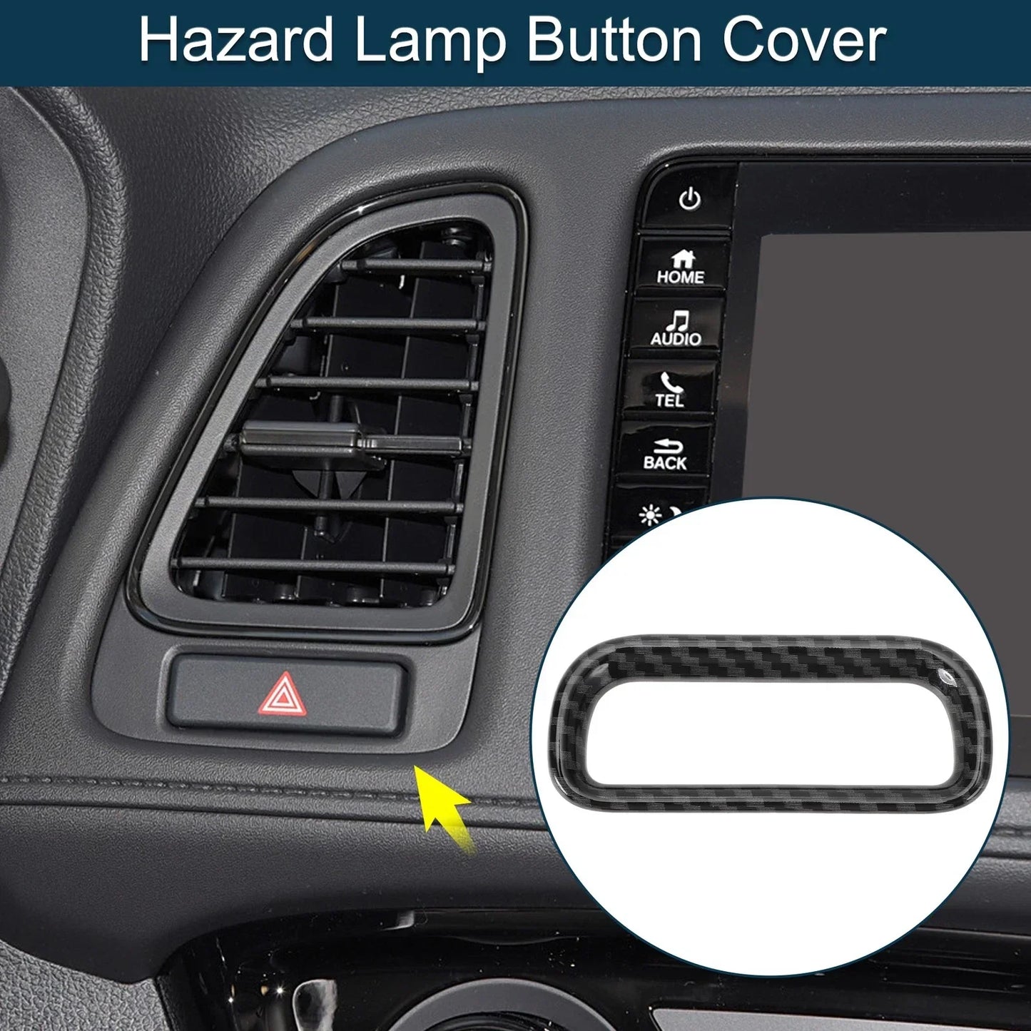 Warning Lamp Button Cover for Honda Vezel RV3 RV4 RV5 RV6 Carbon Fiber Black