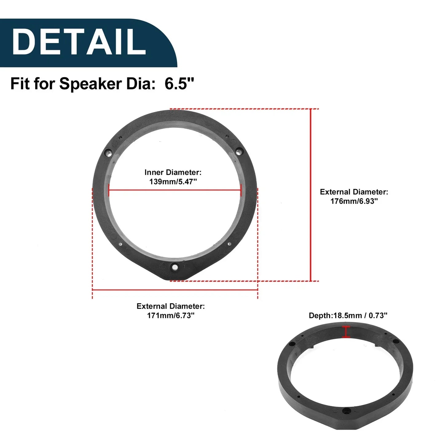Speaker Spacer Ring Adapter for Honda Accord 2008-2012 (2 x Set)