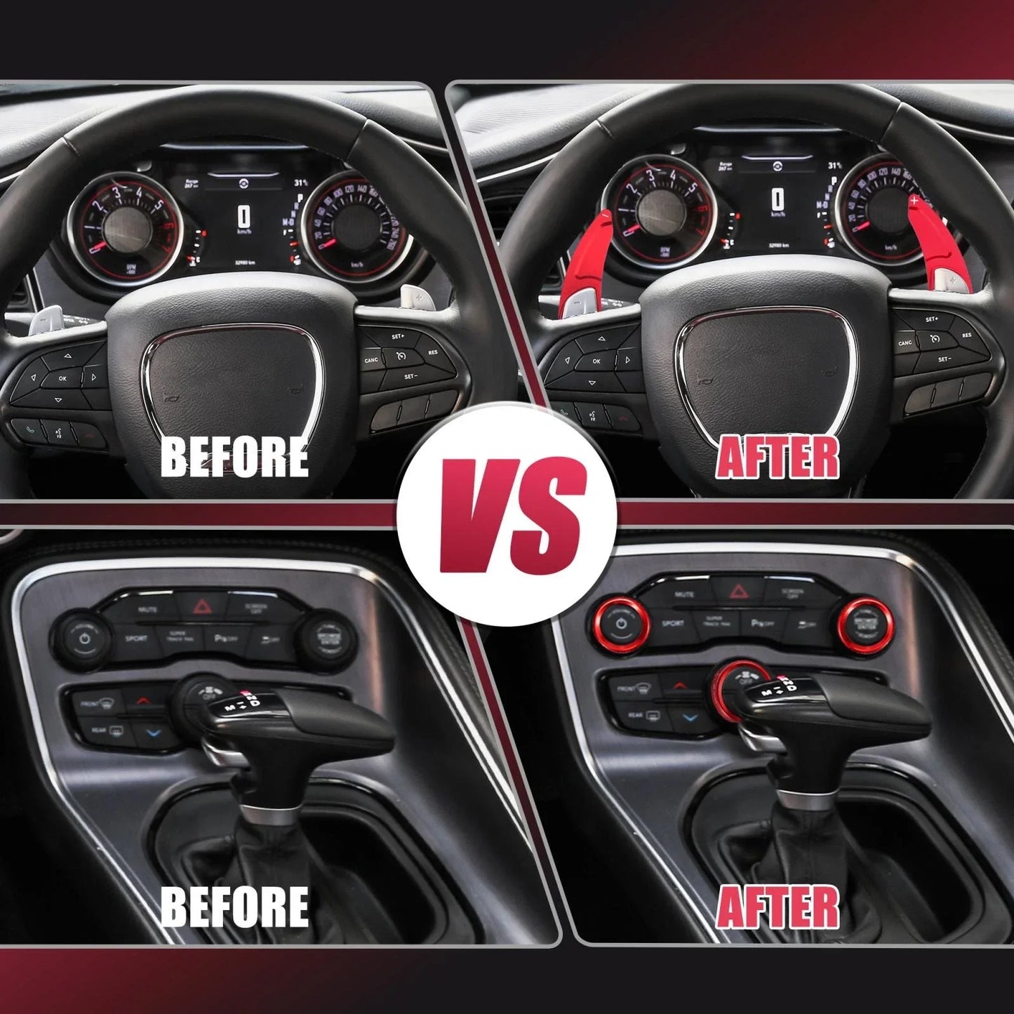 Steering Wheel Shift Paddle Extension Trim Set for Dodge Charger (2015-2023)