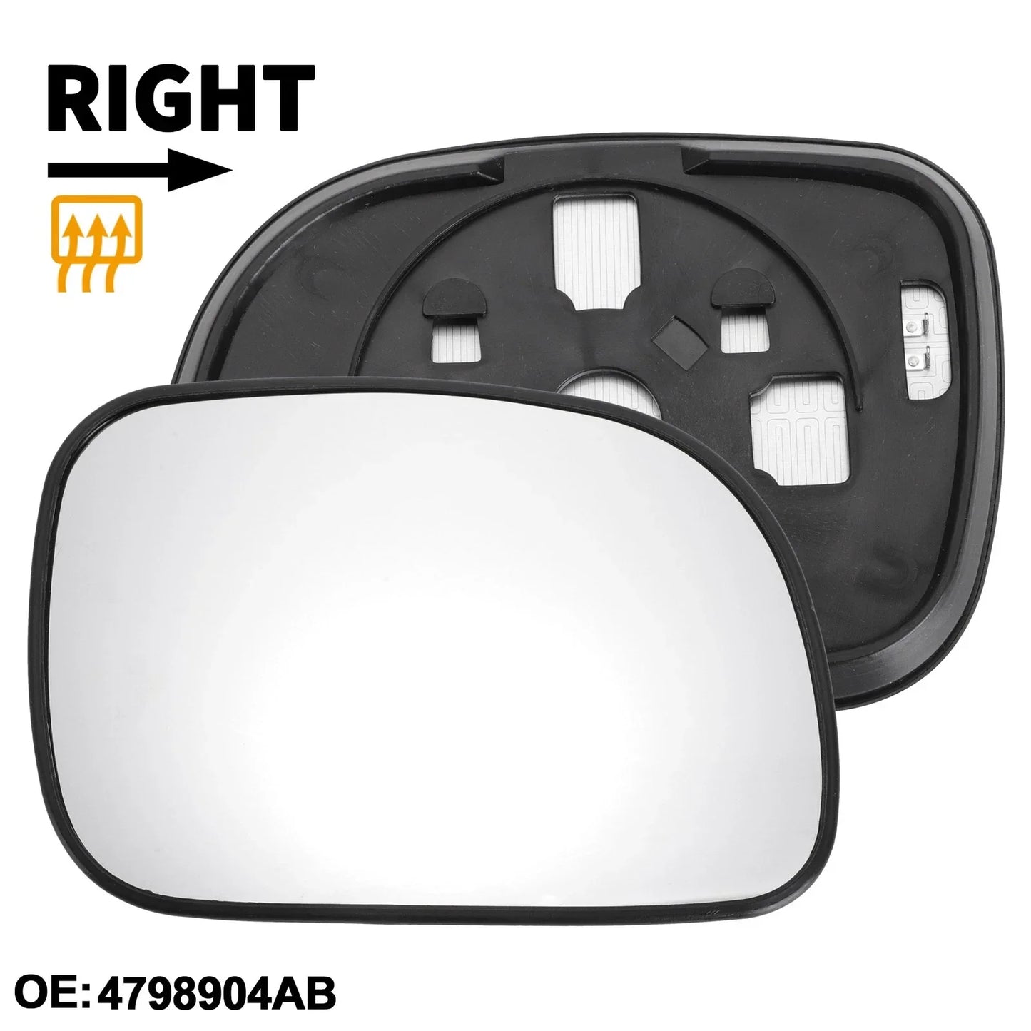 Heated Right Passenger Side Mirror Glass for Dodge Caravan (2001-2007)