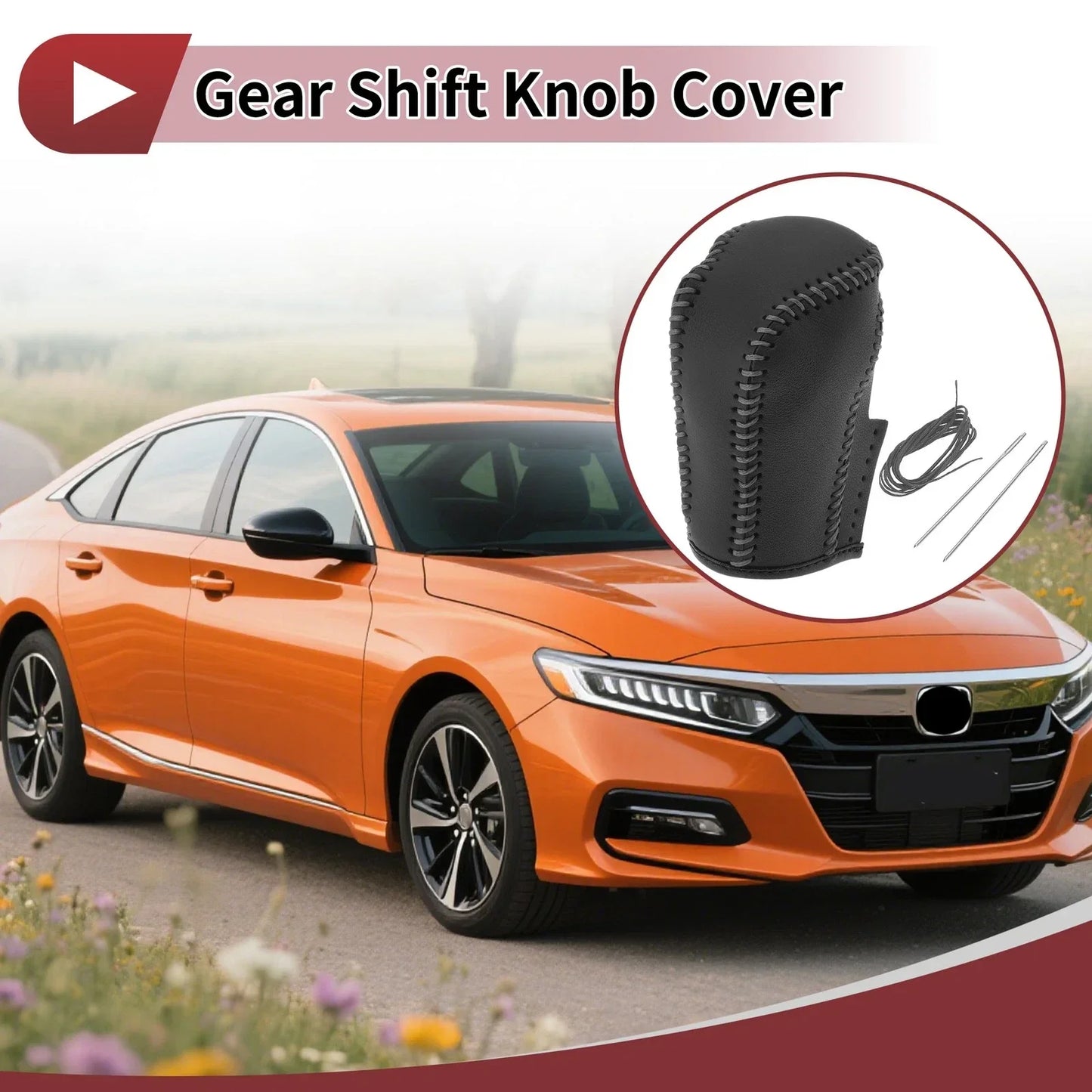 Gear Shift Knob Cover for Honda Inspire (2023) - Gray Faux Leather