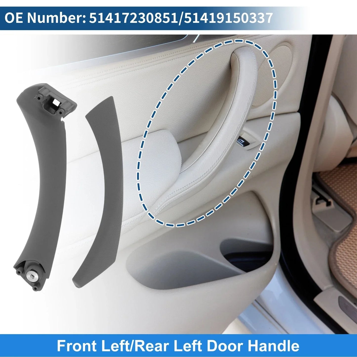 Inner Door Panel Handle for BMW 3 Series E90 E91 (2004-2012) Gray