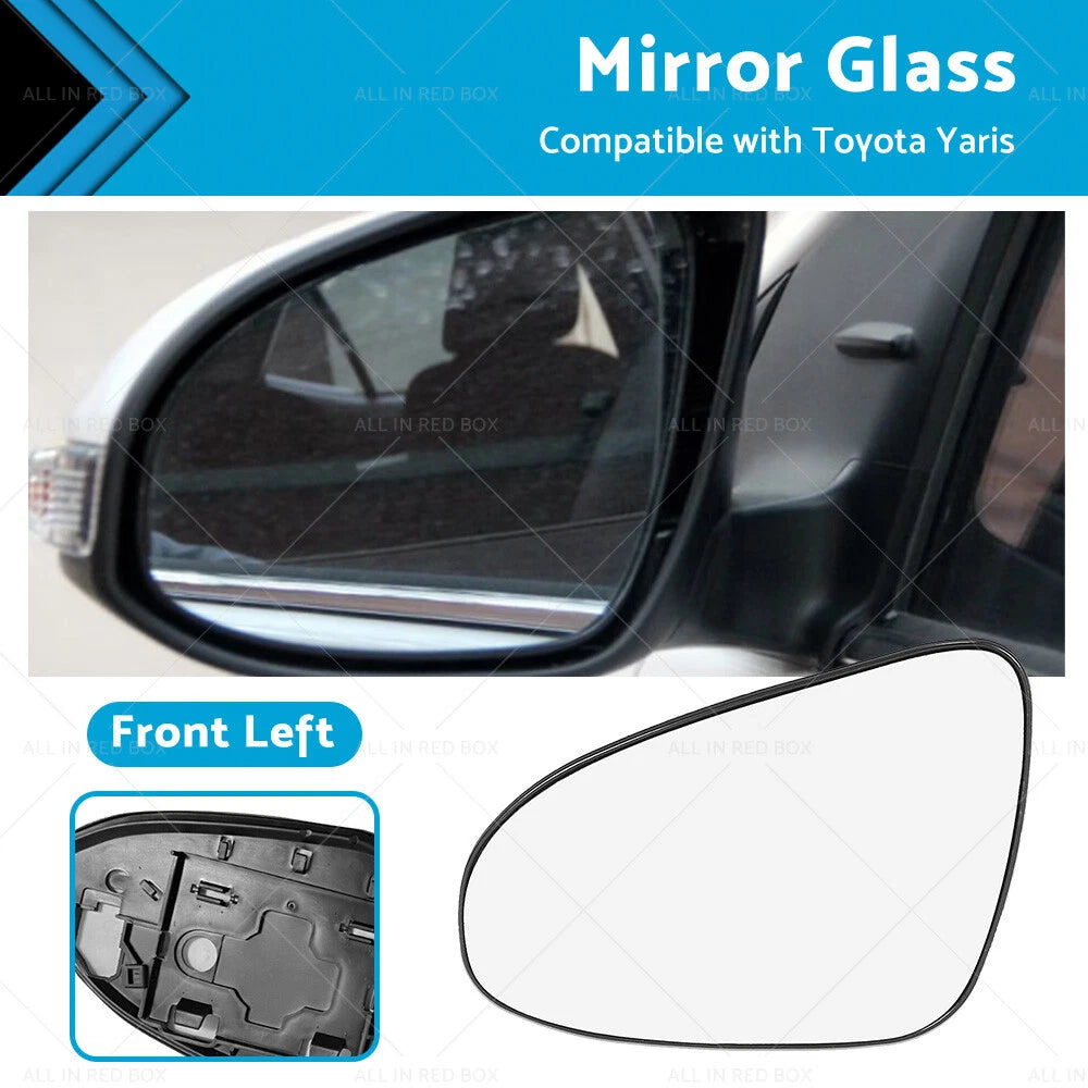 Left Side Mirror Glass with Back Plate for Toyota Yaris (2012-2017)