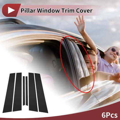 6 x Car Door Pillar Window Trim for Mercedes-Benz C-Class (2008-2014) Black