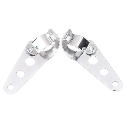 Fork Mount Headlight Brackets for Cafe Racer Bobber Chopper Silver
