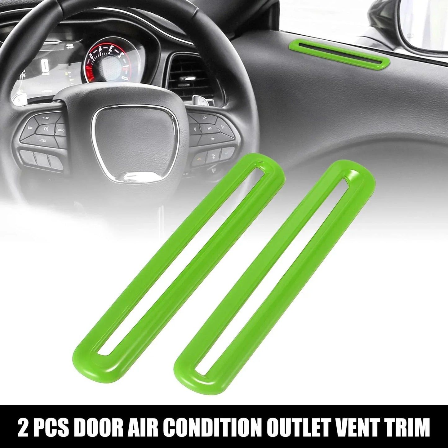 2 x Door Air Condition Outlet Vent Trim for Dodge Challenger (2015-2019) Green