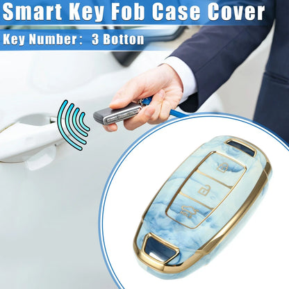 Key Fob Cover for Hyundai Accent Tucson 3 Button TPU Blue ()