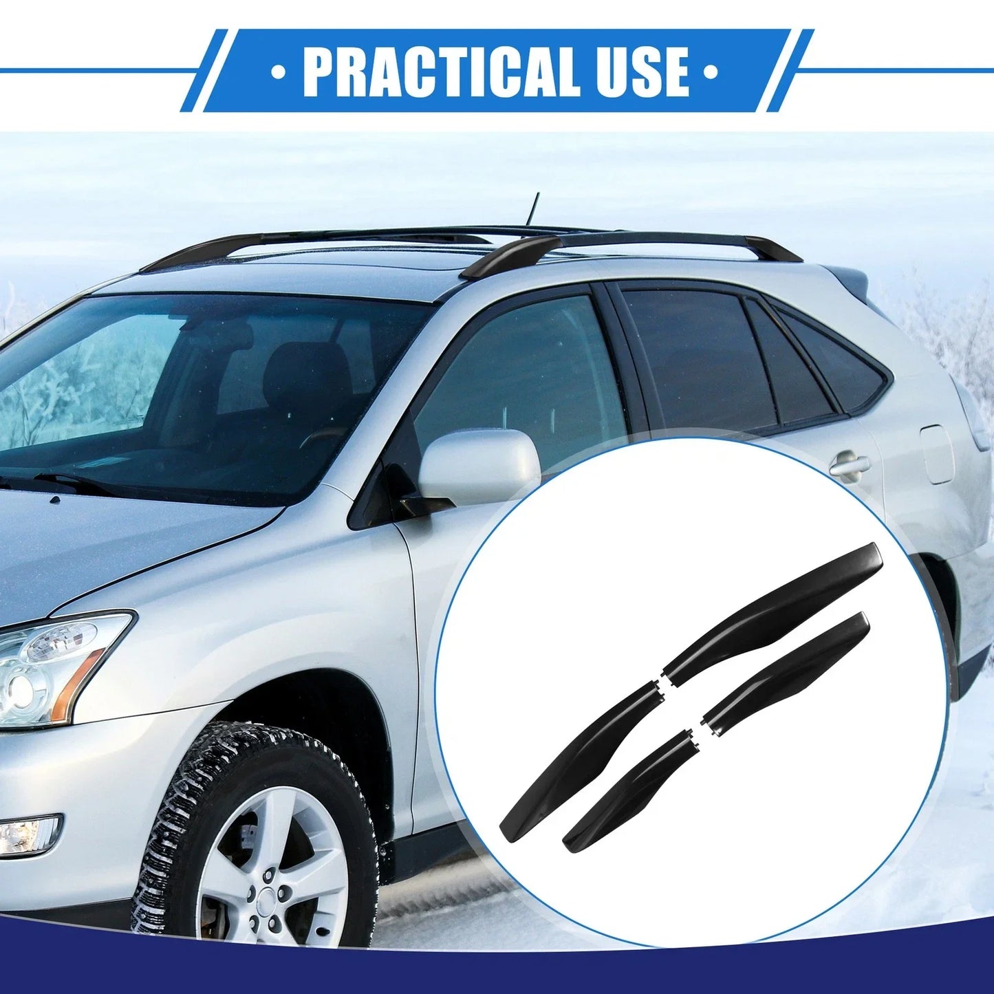 Car Roof Rack Side Rails End Cover Caps for Lexus RX350 (2003-2009) - 4x