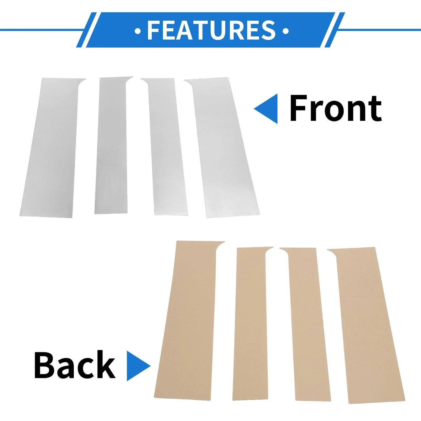 4 Pcs Door Pillar Window Trim for Chevy Colorado (2015-2020) Silver Tone