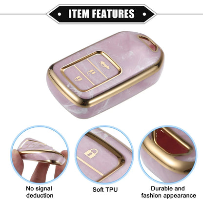 3 x Button TPU Key Fob Cover Case for Honda CR-V, Civic (2014-2016) - Pink