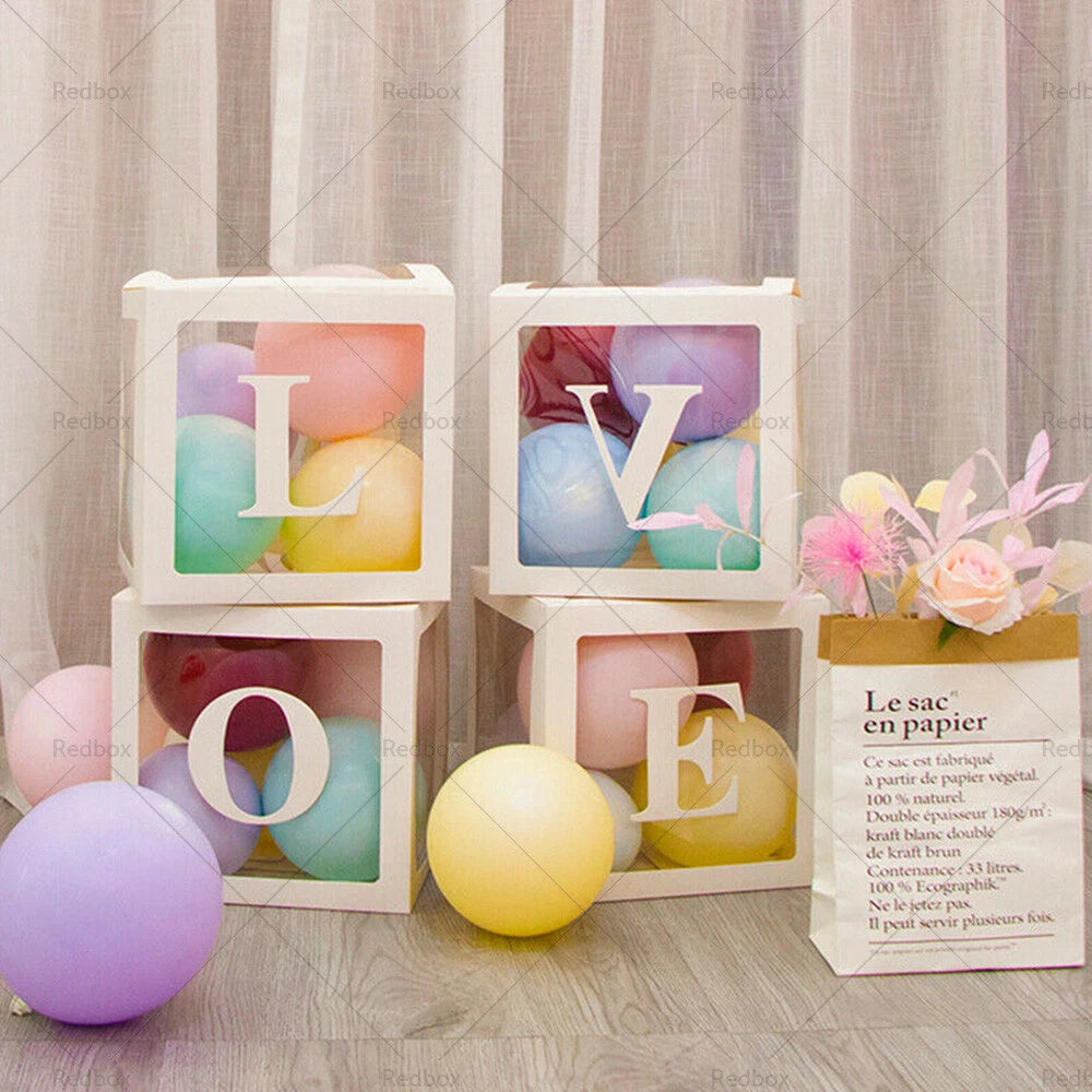 Clear Balloon Box Cube for Birthday Baby Shower Party Gift Decor