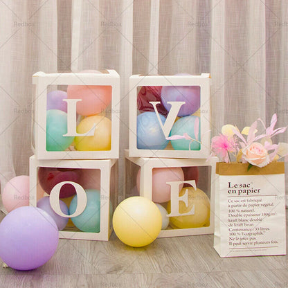 Clear Balloon Box Cube for Birthday Baby Shower Party Gift Decor