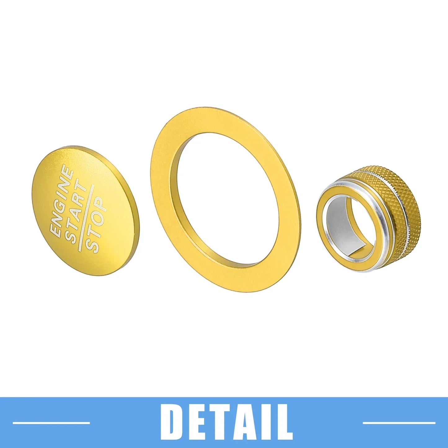 3 x Media Audio Volume Switch Knob Covers for Honda Civic (2022-2023) Gold Tone