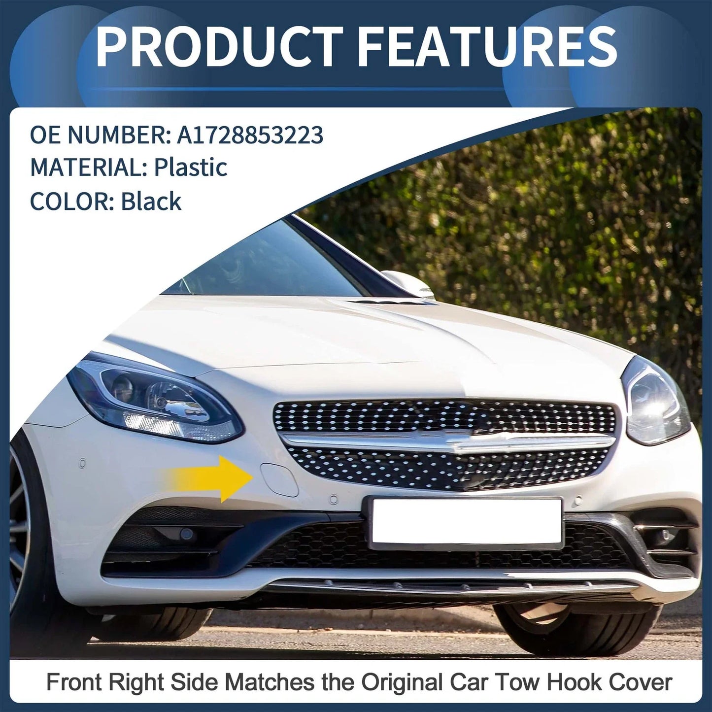 Front Bumper Tow Hook Cover for Mercedes-Benz W172 R172 (2012-2019) Black