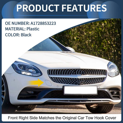 Front Bumper Tow Hook Cover for Mercedes-Benz W172 R172 (2012-2019) Black