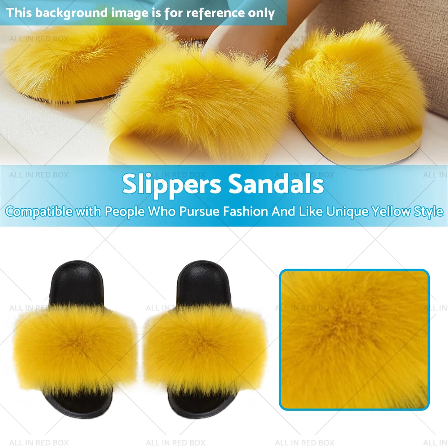 Fur Flat Slippers Sandals for Women - Fluffy Flip Flops