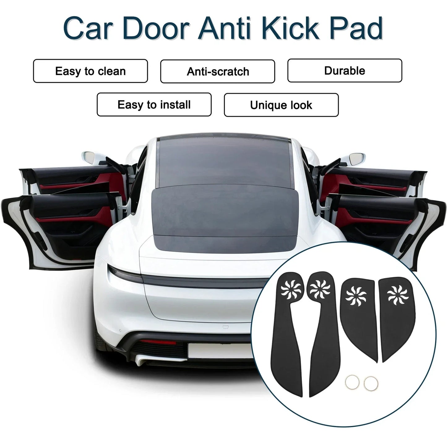 Car Door Anti Kick Pad Sticker Protector for Honda Fit (2000-2008) Black 1 Set
