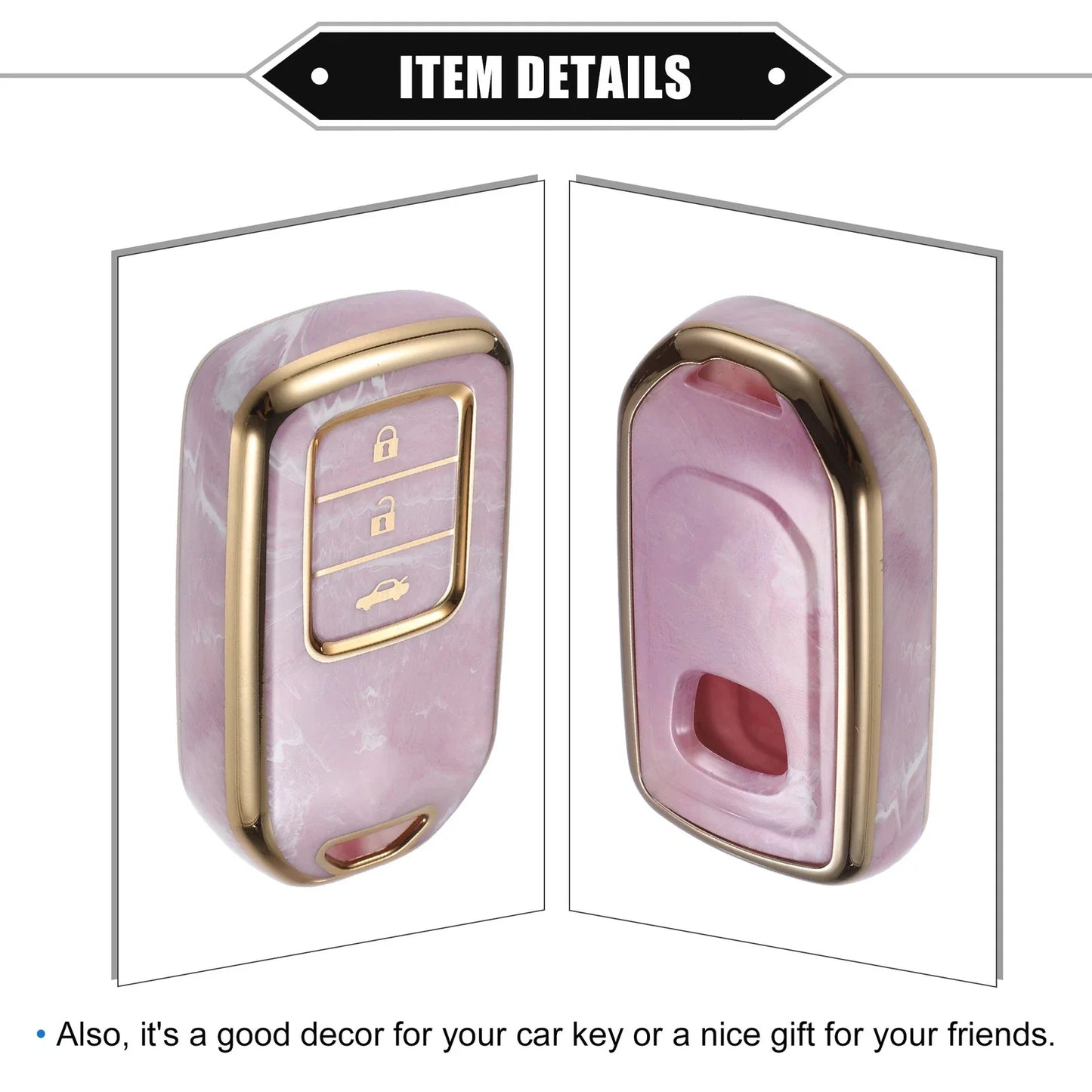 3 x Button TPU Key Fob Cover Case for Honda CR-V, Civic (2014-2016) - Pink
