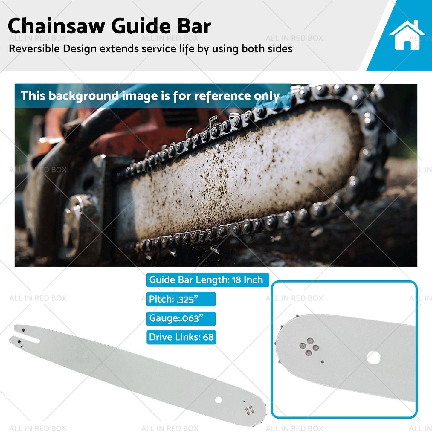 18" Chainsaw Bar .325 .063 68DL for Stihl MS 231 C-BE, MS 250 (2011-2023)