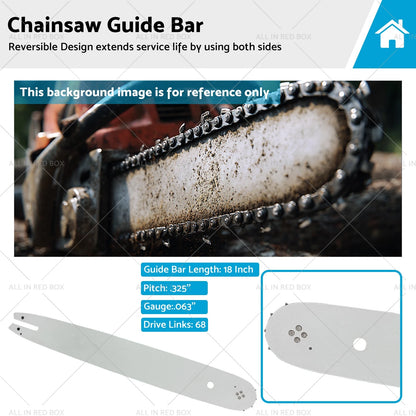 18" Chainsaw Bar .325 .063 68DL for Stihl MS 231 C-BE, MS 250 (2011-2023)
