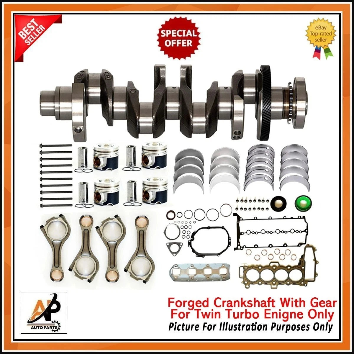 Forged Crankshaft with Engine Rebuild Kit for Land Rover 2.0 D 204DTA (2010–2019)