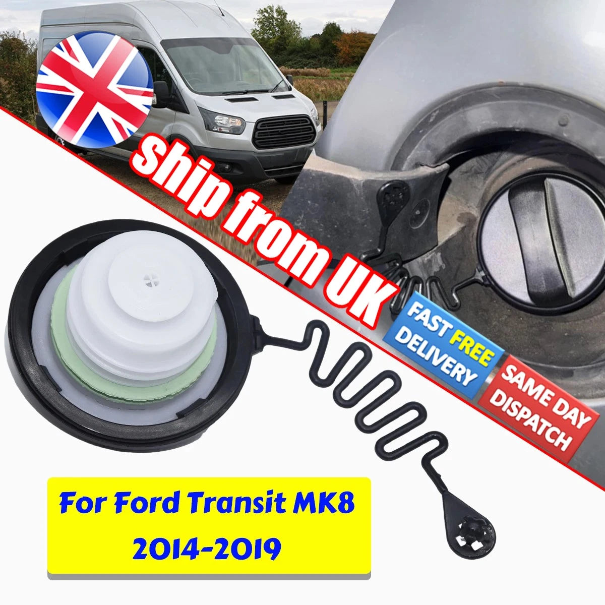 Fuel Tank Filler Cap Replacement Plug Cover for Ford Transit MK8 (2014–2019)