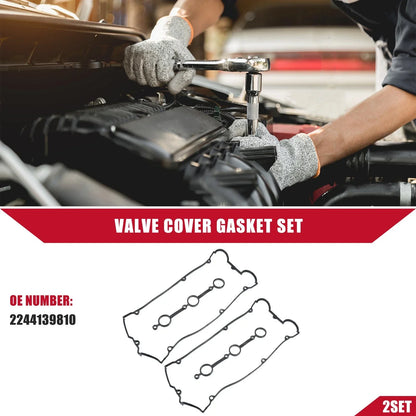 2 x Valve Cover Gaskets for Hyundai Santa Fe (2003-2006) Black