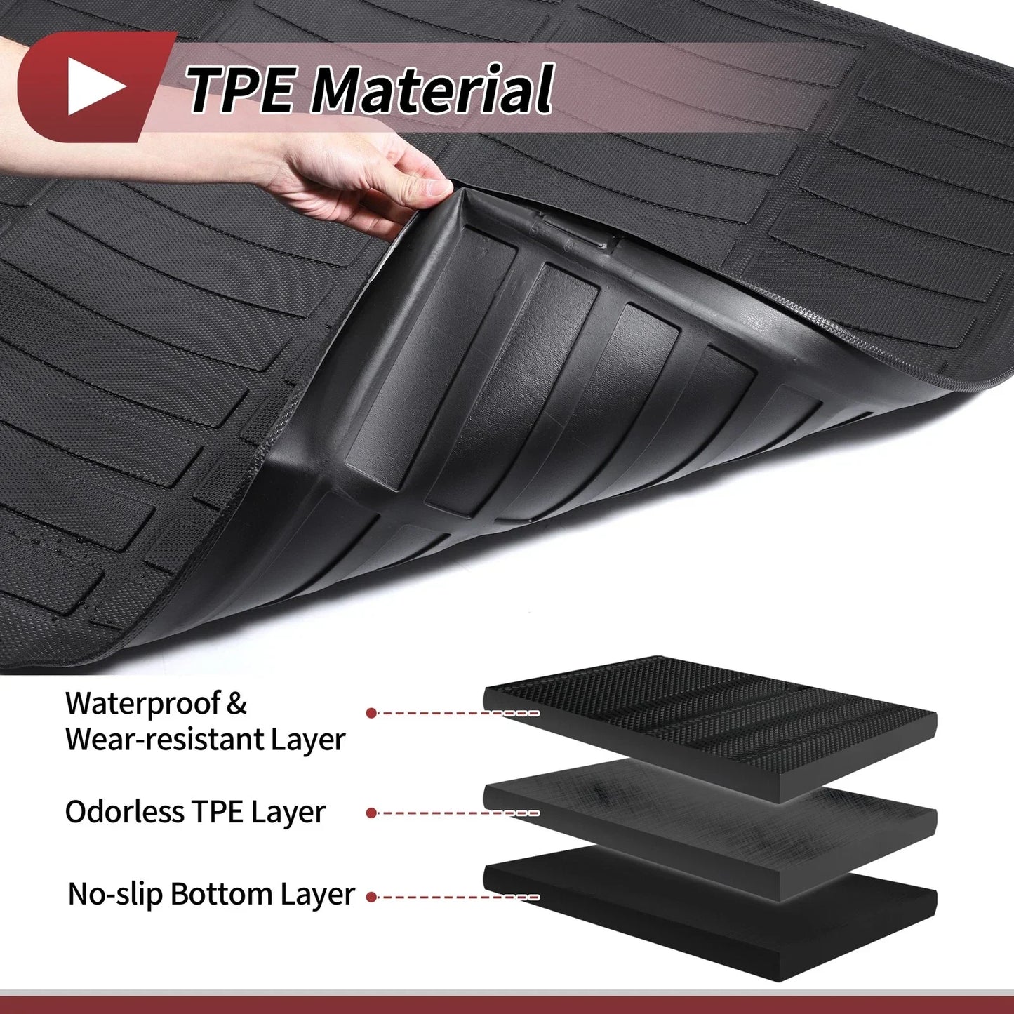 Cargo Liner Rear Trunk Mat for Honda Civic 2012-2015 Long Grid Pattern Black