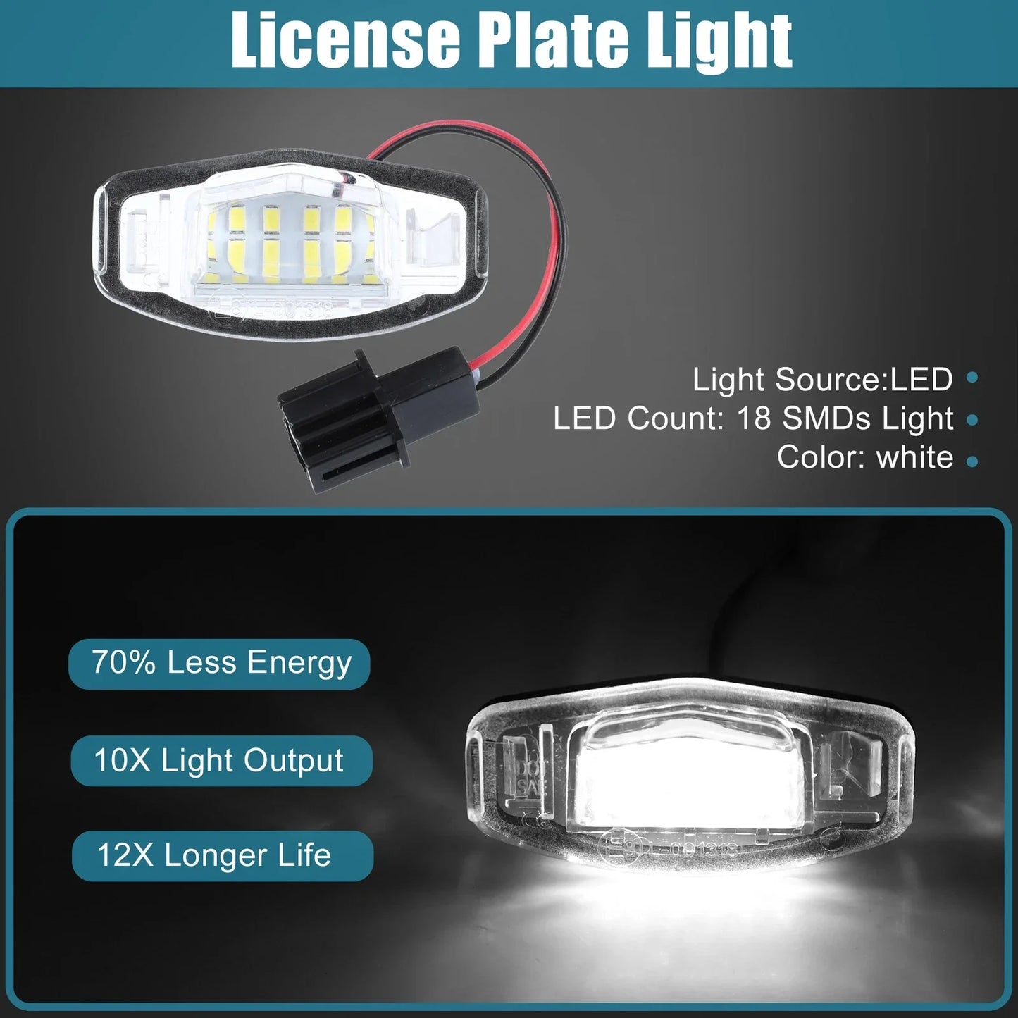 2 x LED License Plate Lights for Honda Acura