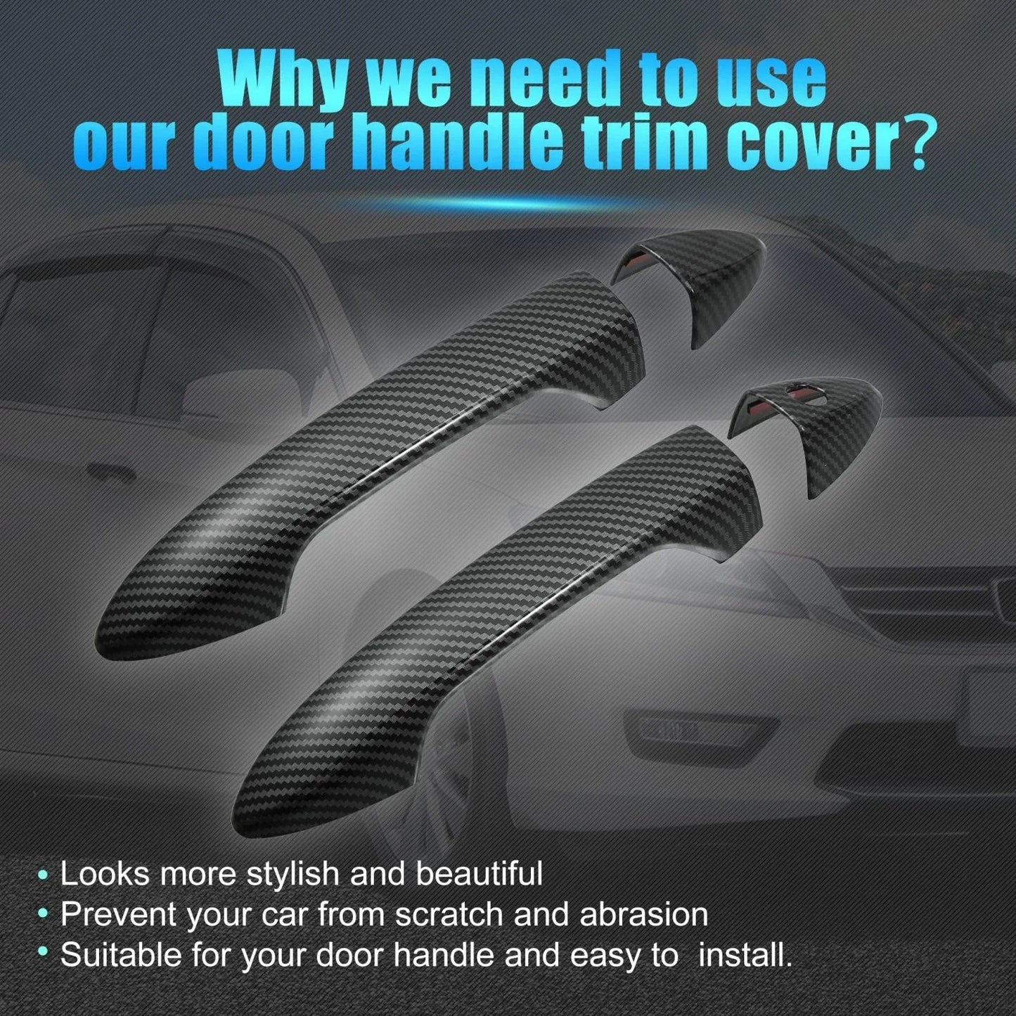 Door Handle Covers for Honda Accord & Honda Pilot - Carbon Fiber Pattern