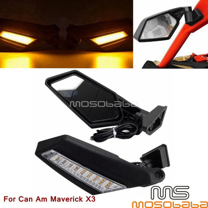 UTV Racing Side Mirror W/LED Turn Signal for Can-Am Maverick X3 (2017-2022)