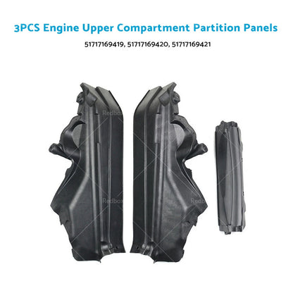 3 x Engine Upper Compartment Partition Panels for BMW X5 X6 E70 E71 E72