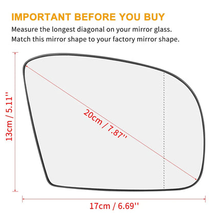 Heated Mirror Glass with Backing Plate Passenger Side RH for Mercedes-Benz GL450