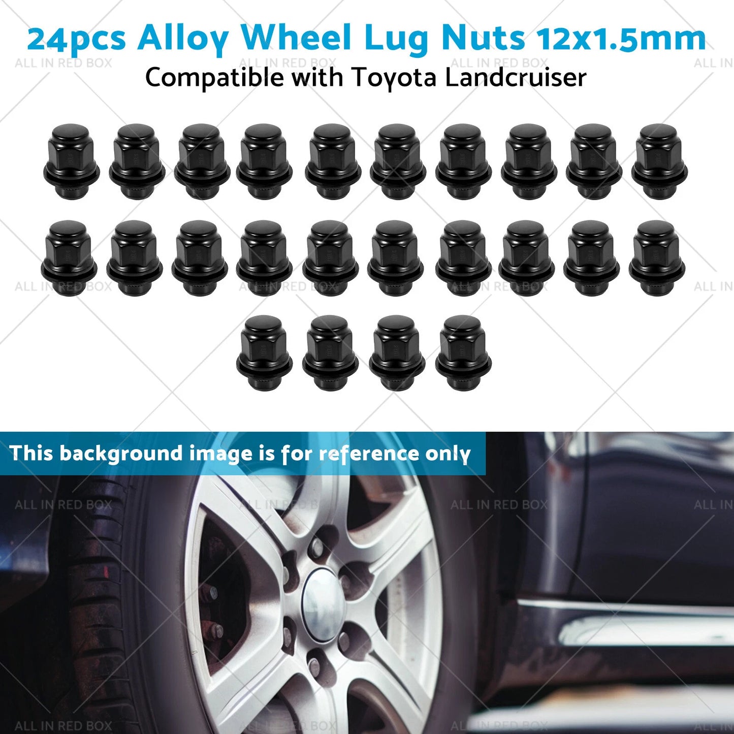 24pcs 12x1.5mm Alloy Wheel Lug Nuts for Toyota Landcruiser (1998-2007)