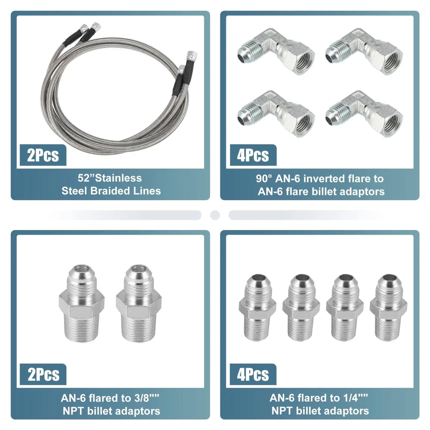 53" Transmission Cooler Hose Line Fitting Set for Chevy TH350 TH400 700R4