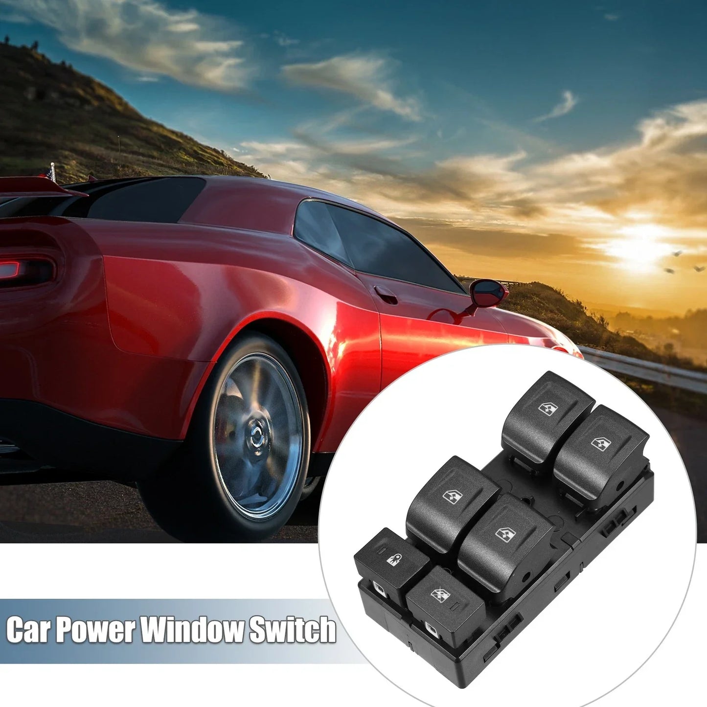 Front Left Door Window Switch for Chevrolet (23427098) - Black Plastic Metal
