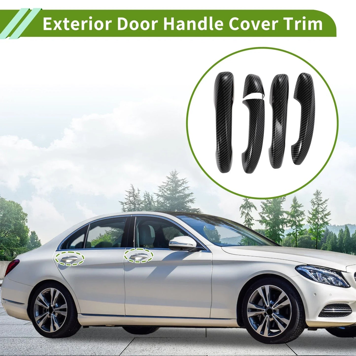 Exterior Door Handle Cover Trim for Mercedes-Benz C GLC Class W205 X253 (16-20)