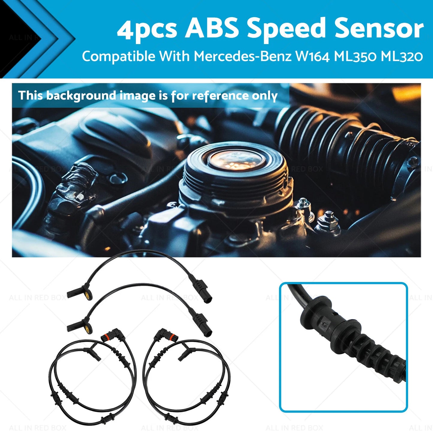 4 x Front Rear ABS Speed Sensors for Mercedes-Benz ML350 ML320 (2006-2011)