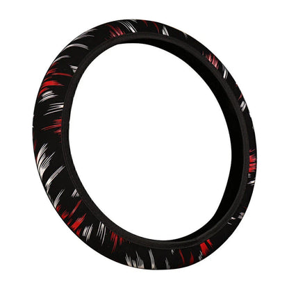 15" PU Leather Steering Wheel Cover for Car Accessories Black-Red