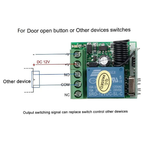 1 x 12V Relay Wireless RF Garage Door Remote Control for Garage Door (N/A)